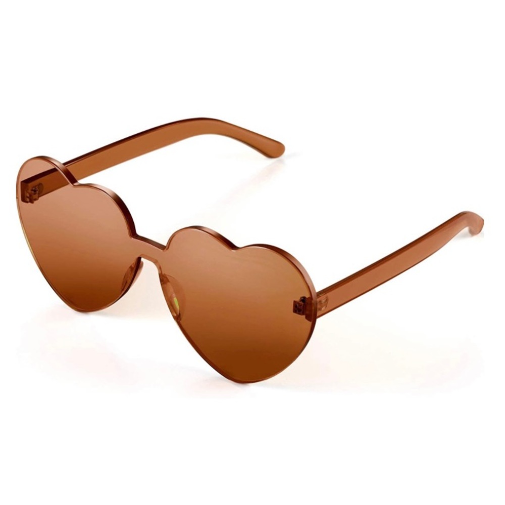 "I ❤️ YOU" Heart Shaped Rimless Glasses in Brown